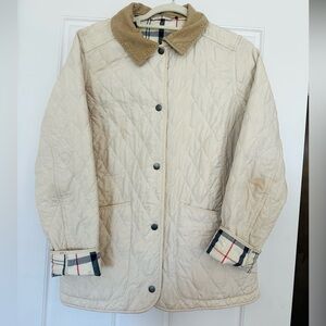Cream Quilted Barbour Summer Tartan Jacket